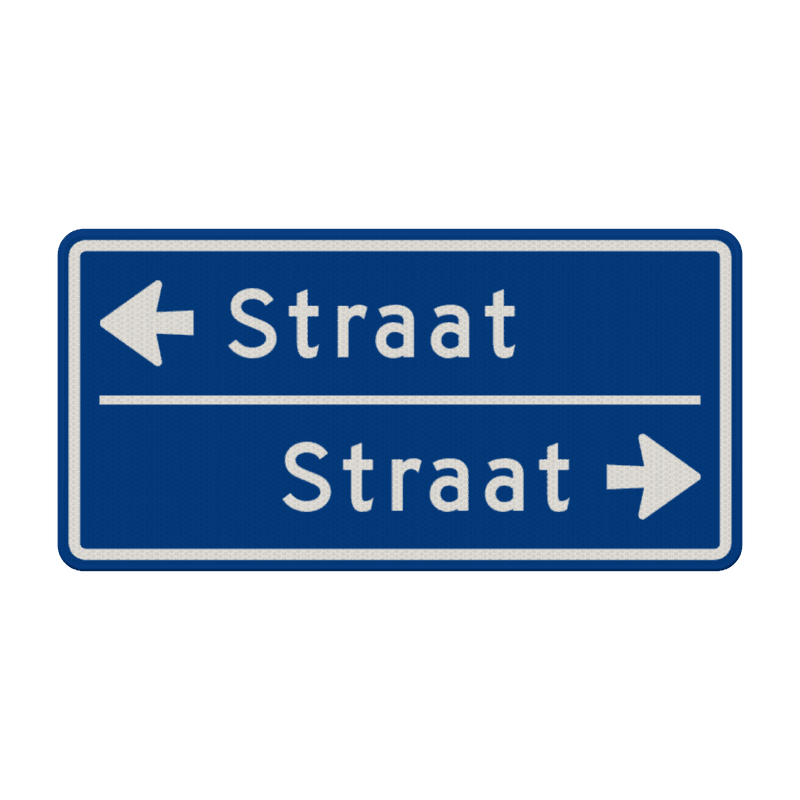 Straatnaambord 10 karakters 600x300 mm 2 regelig met pijl NEN 1772