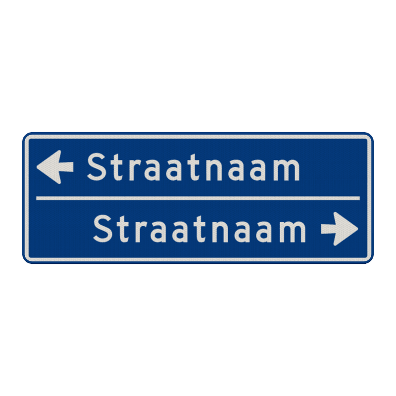 Straatnaambord 14 karakters 800x300 mm 2 regelig met pijl NEN 1772