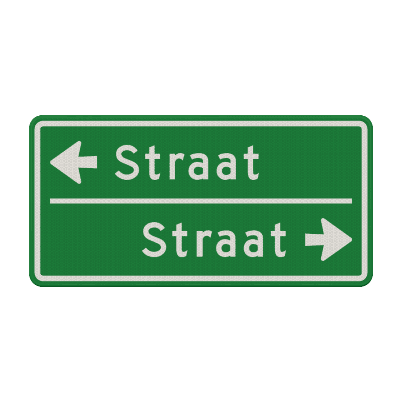 Straatnaambord groen 10 karakters 600x300 mm 2 regelig met pijl NEN 1772