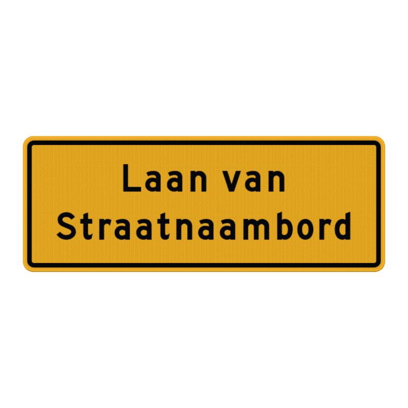 Straatnaambord geel 28 karakters 800x300 mm 2 regelig NEN 1772