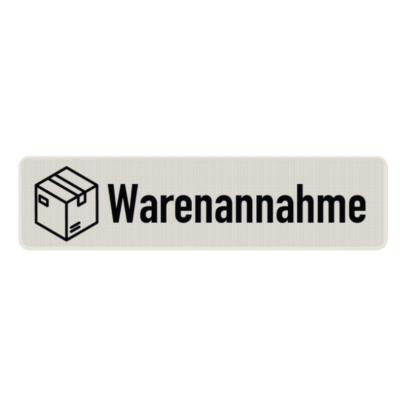 Schild Warenannahme weiß/schwarz - reflektierend