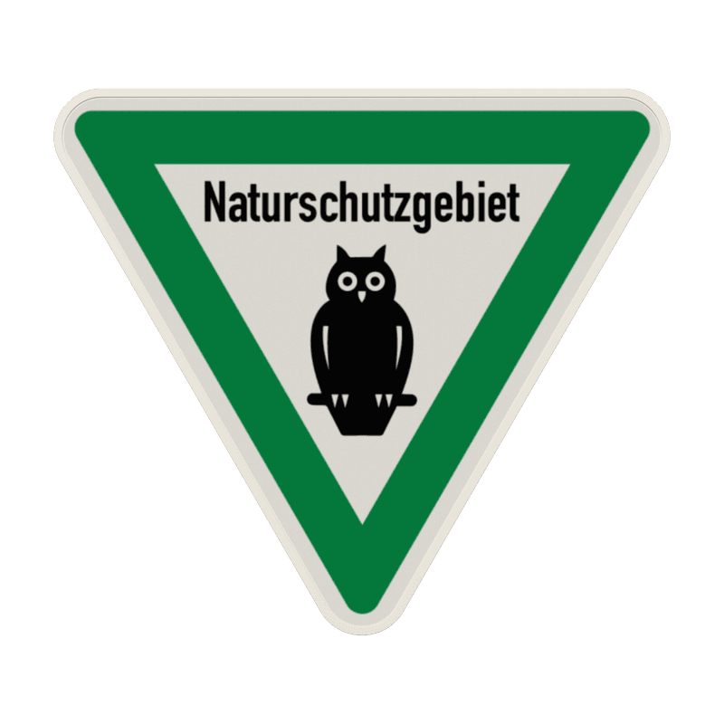 Verkehrsschild Naturschutzgebiet, Piktogam Eule - reflektierend