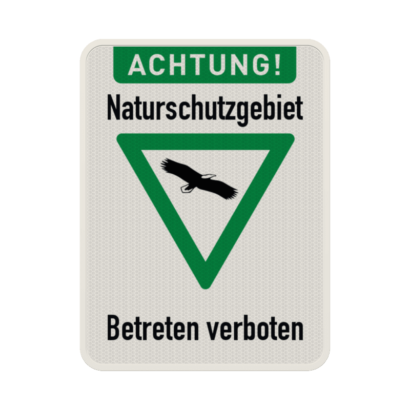 Schild Naturschutzgebiet, betreten verboten - reflektierend