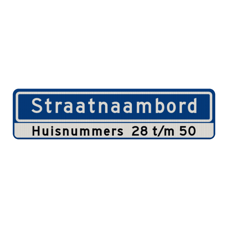 Straatnaambord 14 karakters 800x200 mm + Huisnummers NEN 1772