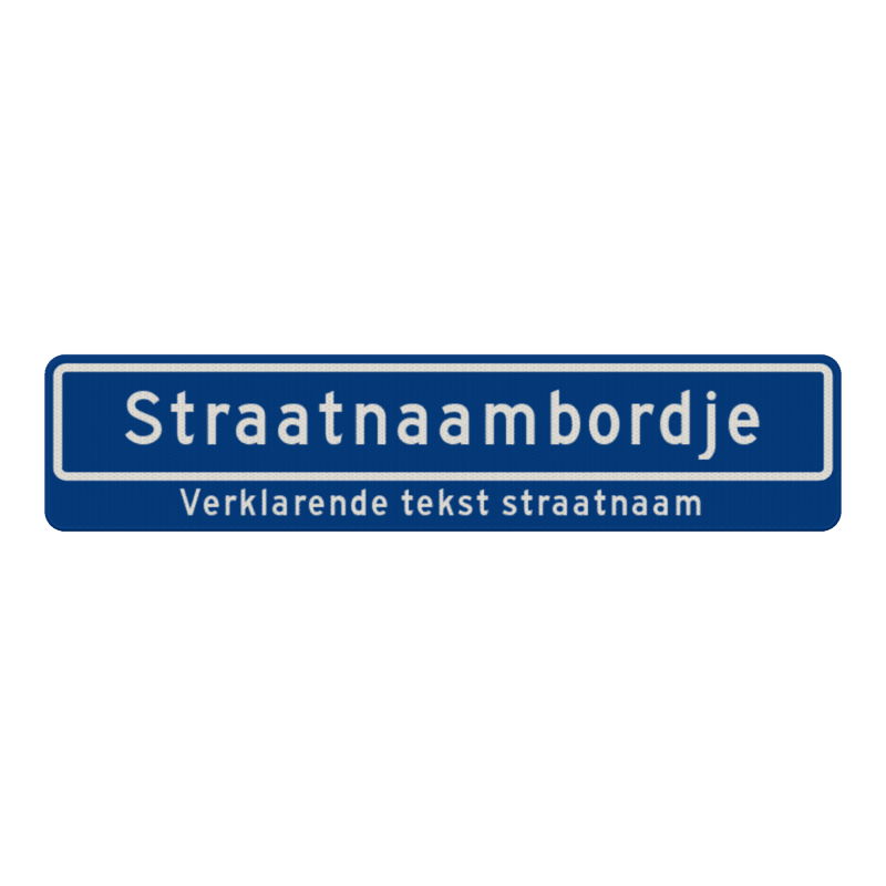 Straatnaambord 16 karakters 900x200 mm + ondertekst NEN 1772