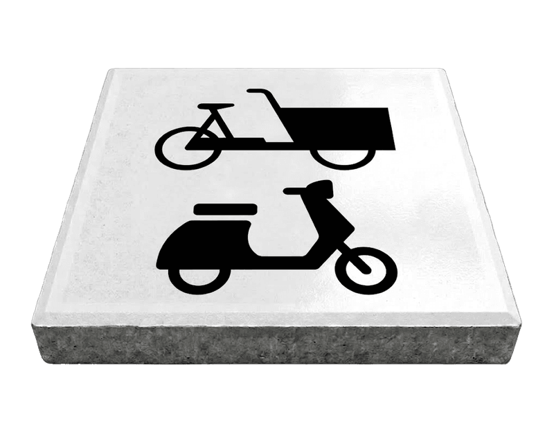 Stoeptegel bakfiets/scooter plaats (TS-ST_BFS) - 30x30cm met facetrand