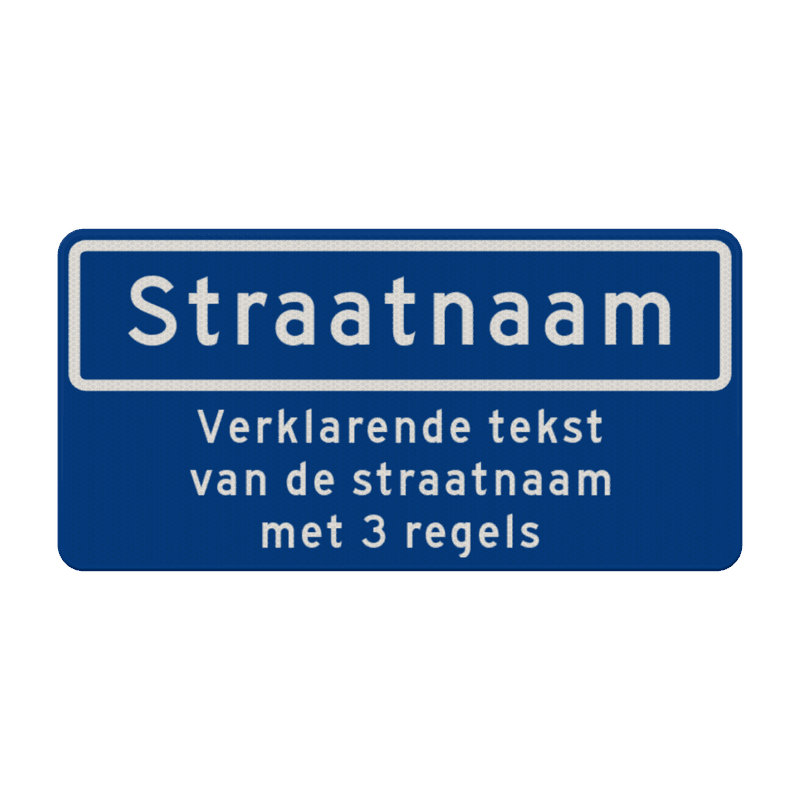 Straatnaambord 10 karakters 600x300mm + 3 regelige ondertekst NEN 1772