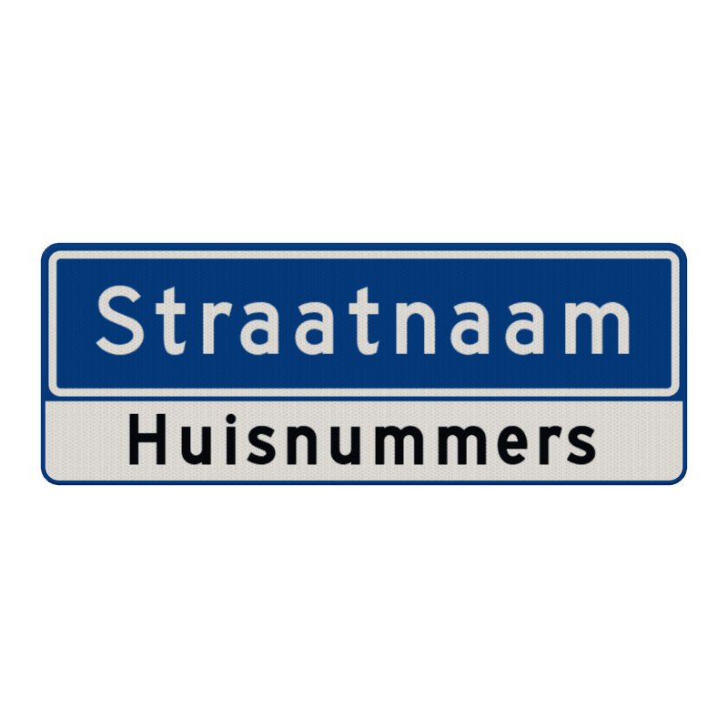 Straatnaambord 11 karakters 800x300mm 1 regelig + huisnummers NEN 1772