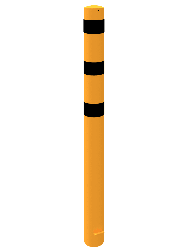 Rampaal Ø159x4,5mm staal verzinkt geel/zwart, lengte 2400mm - met grondanker