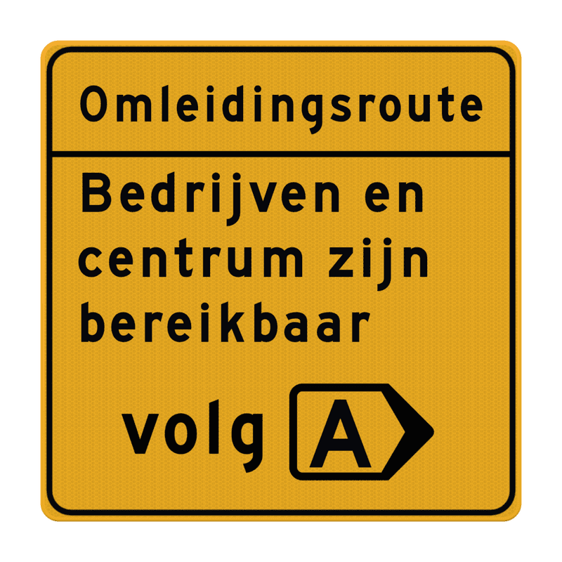 Verkeersbord omleidingsroute, volg route met tekst (vierkant) - reflecterend