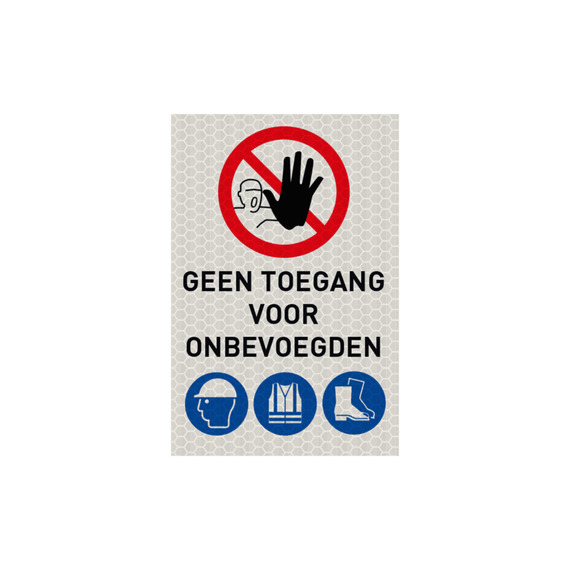 Werfbord verboden toegang met PBM pictogrammen - reflecterend