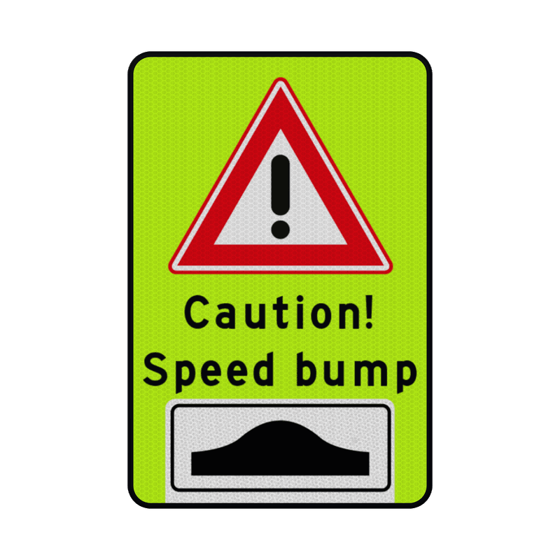 Verkeersbord caution, speed bump - reflecterend
