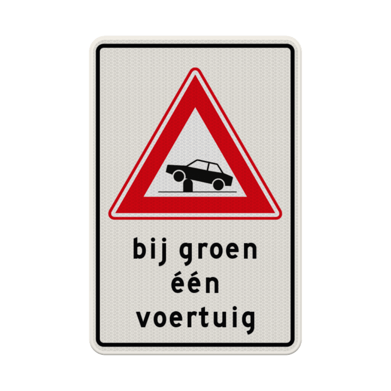 Verkeersbord RVV J39, bij groen een voertuig - reflecterend