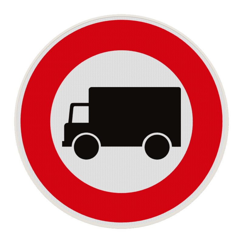 Panneau B8 – Accès interdit aux véhicules affectés au transport de marchandises