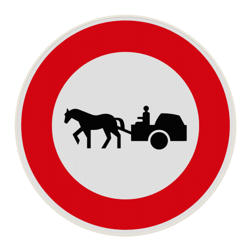 Panneau B9c – Accès interdit aux véhicules à traction animale