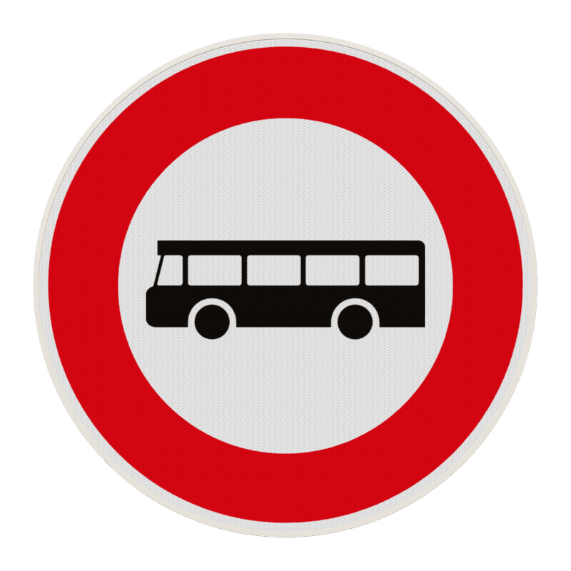 Panneau B9f – Accès interdit aux véhicules de transport en commun de personnes