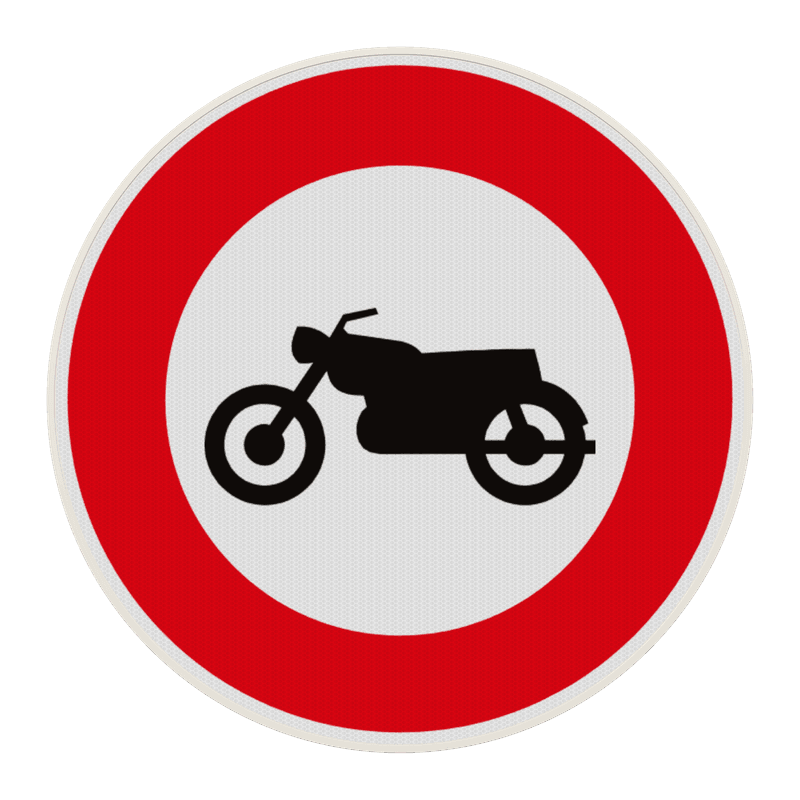 Panneau B9h – Accès interdit aux motocyclettes et motocyclettes légères