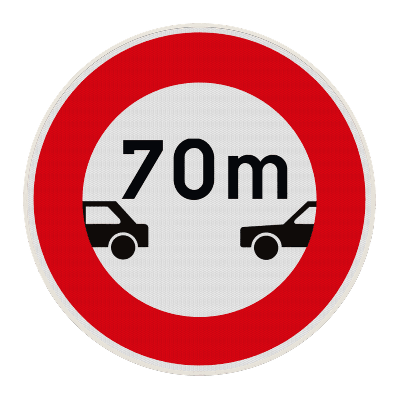 Panneau B17 – Intervalle minimal obligatoire entre véhicules