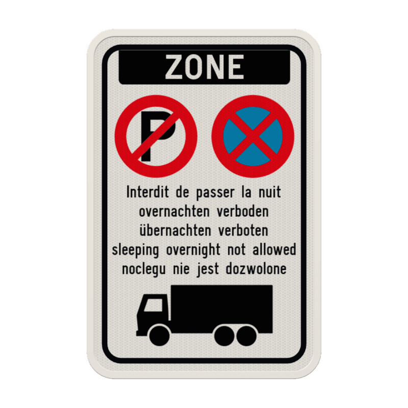 Panneau stationnement interdit – Interdiction de passer la nuit – réfléchissant