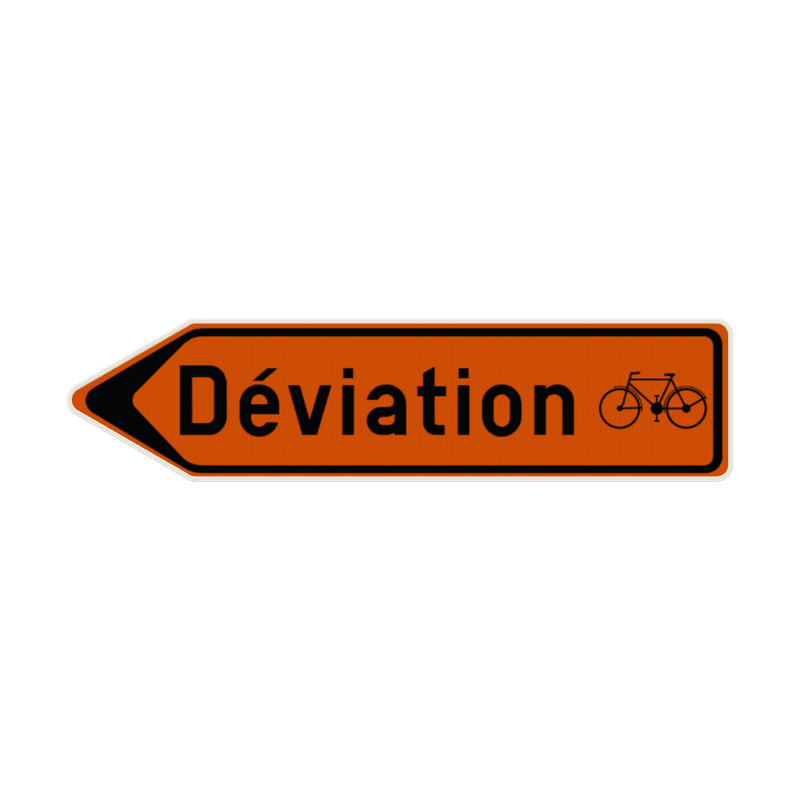 Panneau temporaire F41 Déviation à gauche avec texte et pictogramme personnalisés