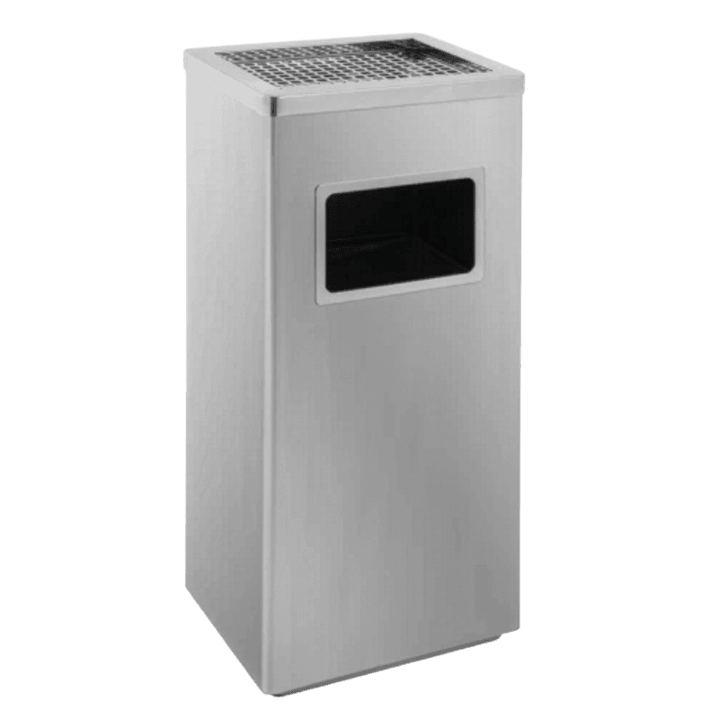 Prullenbak met asbak TS-ASHCOMBI mat RVS - 14,5 liter