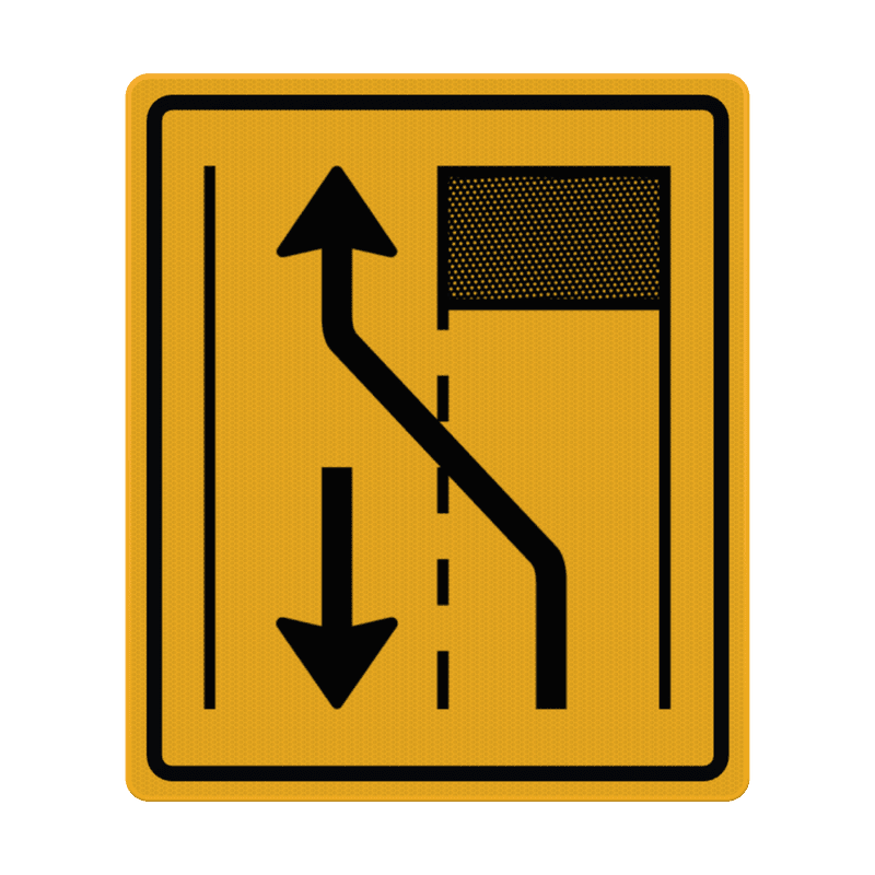 Verkeersbord verlegging naar andere weghelft - RVV T31-2L - reflecterend