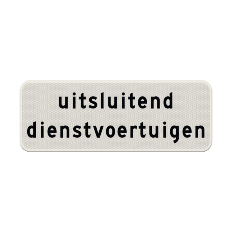 Verkeersbord uitsluitend dienstvoertuigen wit/zwart - reflecterend