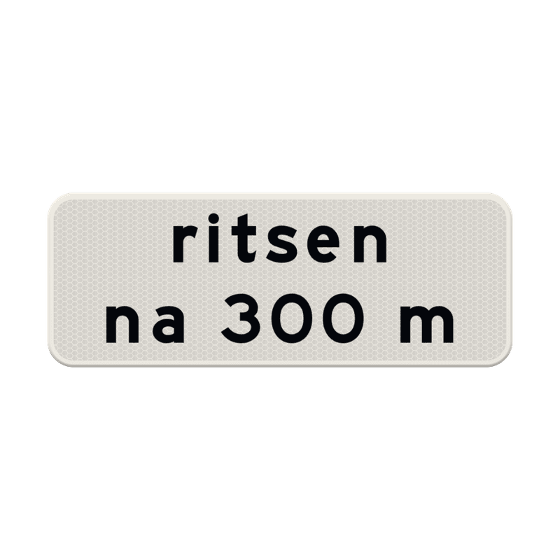 Verkeersbord RVV OB728 - ritsen met afstandsaanduiding
