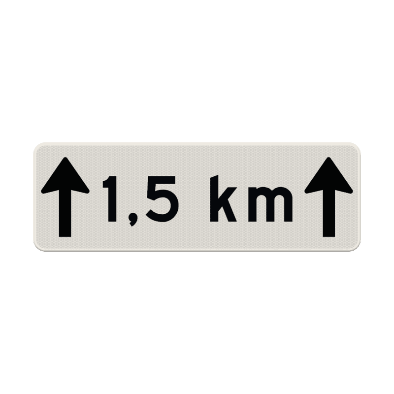 Verkeersbord RVV OB411-1,5 - Afstandsaanduiding in kilometers met pijlen