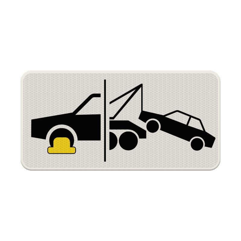 Verkeersbord RVV OB304d - Wielklem- en wegsleepregeling van kracht