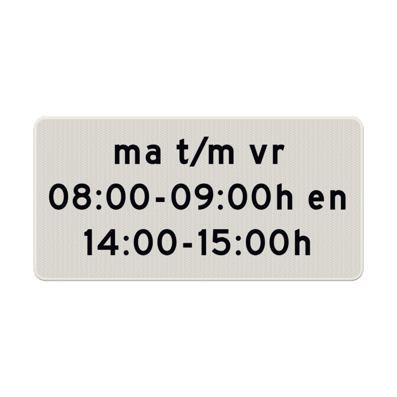 Verkeersbord RVV OB204p - datum met tijdsaanduiding - reflecterend